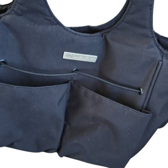 Ariat Mini Carry All Bag In Black poly Canvas 2 Slip Pockets In Front Back Zippe - Picture 3 of 6